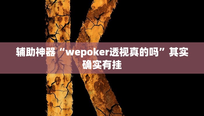 辅助神器“wepoker透视真的吗”其实确实有挂